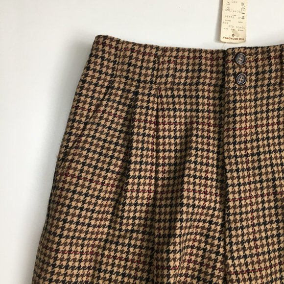 NWT Vintage CALVIN KLEIN Plaid/Herringbone High Waist Cuff Hem 100% Wool Pant - Picture 5 of 12